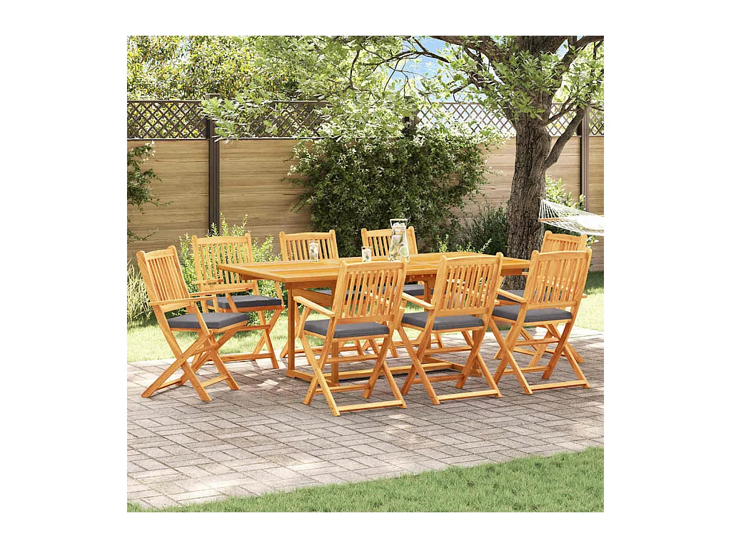 Sedia pieghevole 8 pezzi grigio 49 x 57,5 x 92 cm in legno massello di acacia