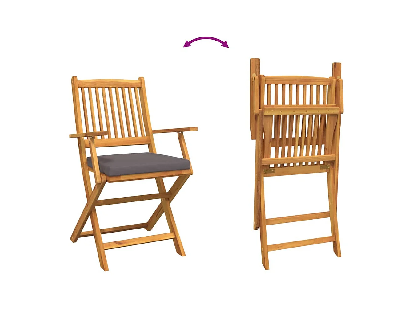 Sedia pieghevole 8 pezzi grigio 49 x 57,5 x 92 cm in legno massello di acacia