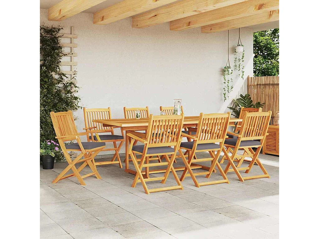 Vouwstoel 8 stuks Grijs 49 x 57,5 x 92 cm Massief acaciahout