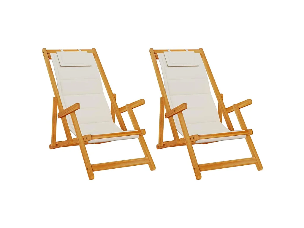 Strandstoel met kussen 2 stuks Bruin 61,5 x 123 x 82cm