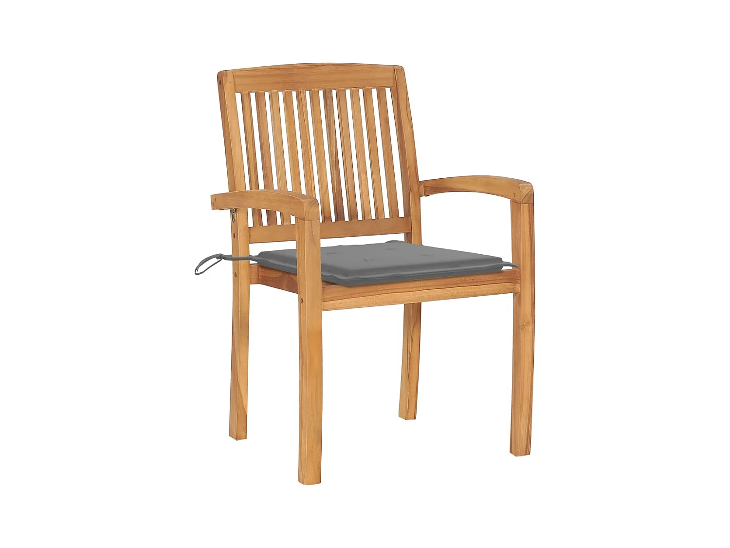 Stapelbare tuinstoelen met kussens, set van 8, massief teakhout