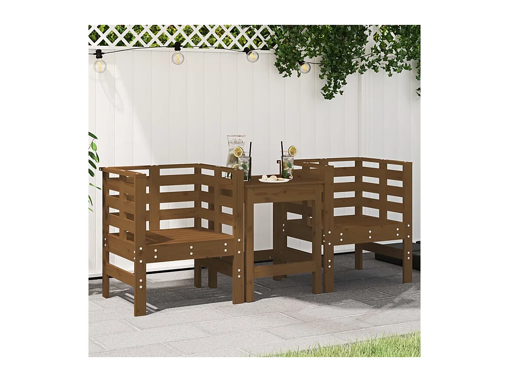 Chaises de jardin lot de 2 marron miel 61,5x53x71 cm pin massif