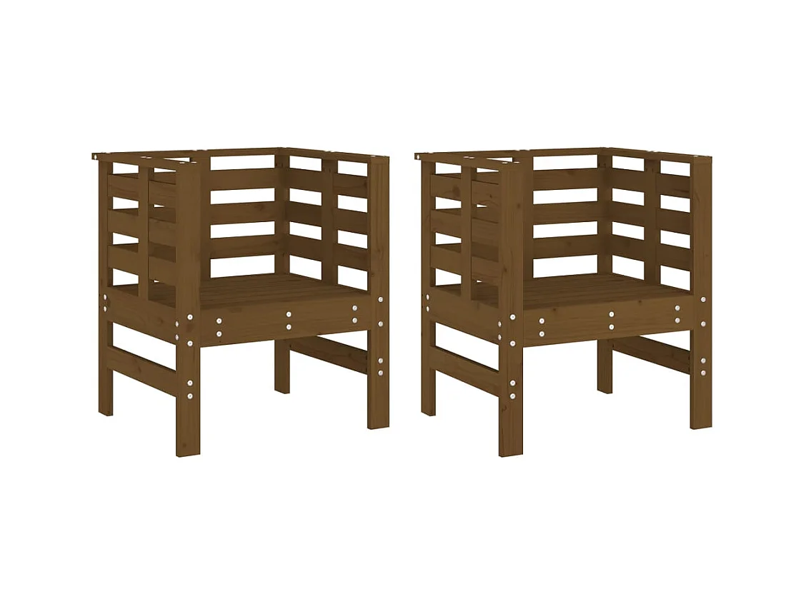 Chaises de jardin lot de 2 marron miel 61,5x53x71 cm pin massif