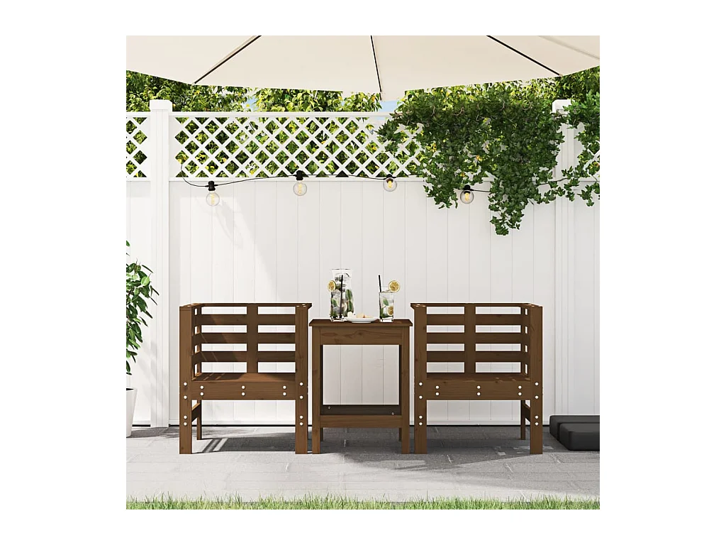 Chaises de jardin lot de 2 marron miel 61,5x53x71 cm pin massif