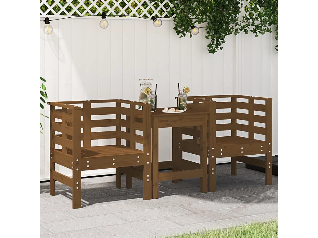 Chaises de jardin lot de 2 marron miel 61,5x53x71 cm pin massif