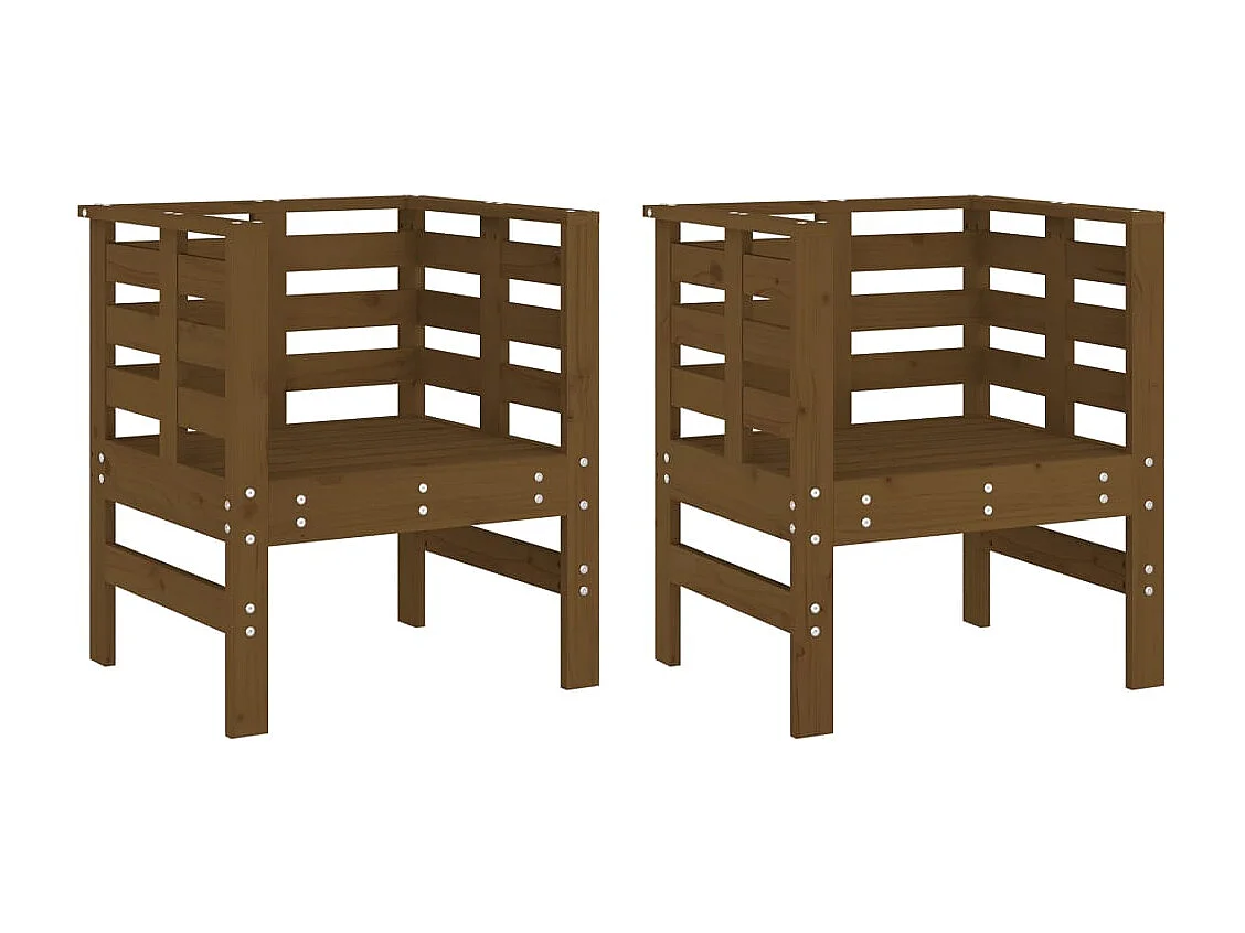Chaises de jardin lot de 2 marron miel 61,5x53x71 cm pin massif