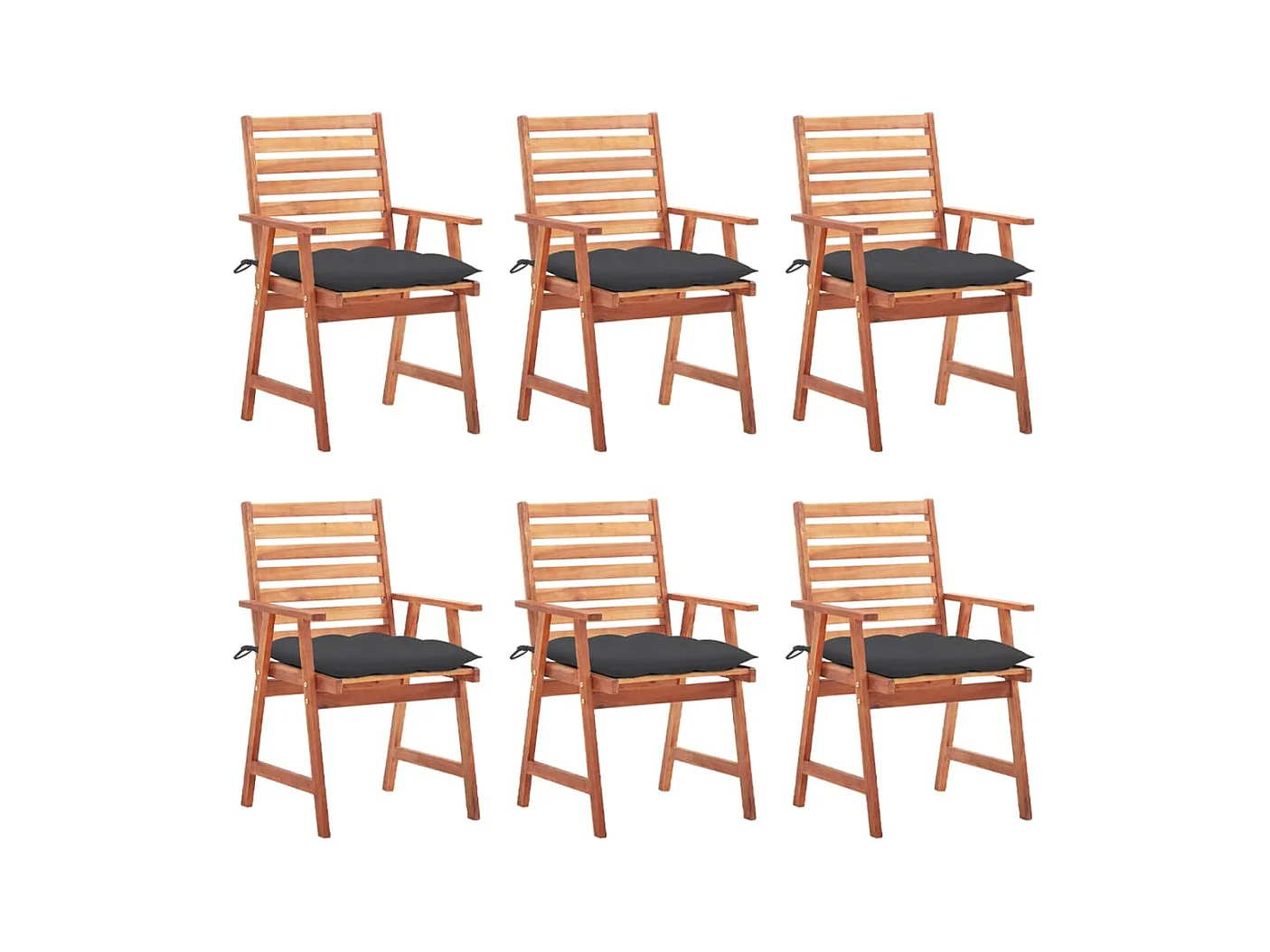 Set van 6 tuinstoelen en kussens van massief acaciahout