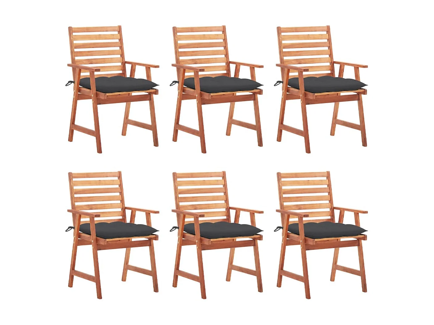 Set van 6 tuinstoelen en kussens van massief acaciahout