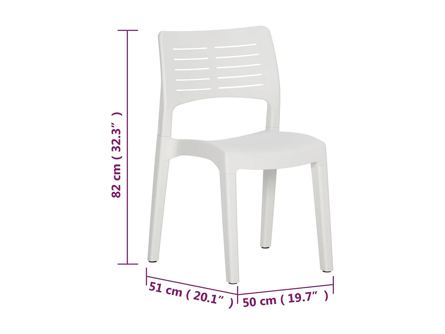 Set di 2 sedie da giardino in polipropilene bianco