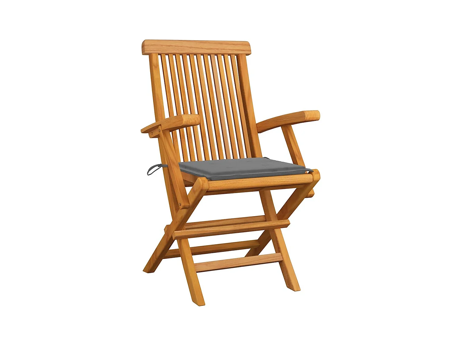 Tuinstoelen met grijze kussens set van 8 massief teakhout