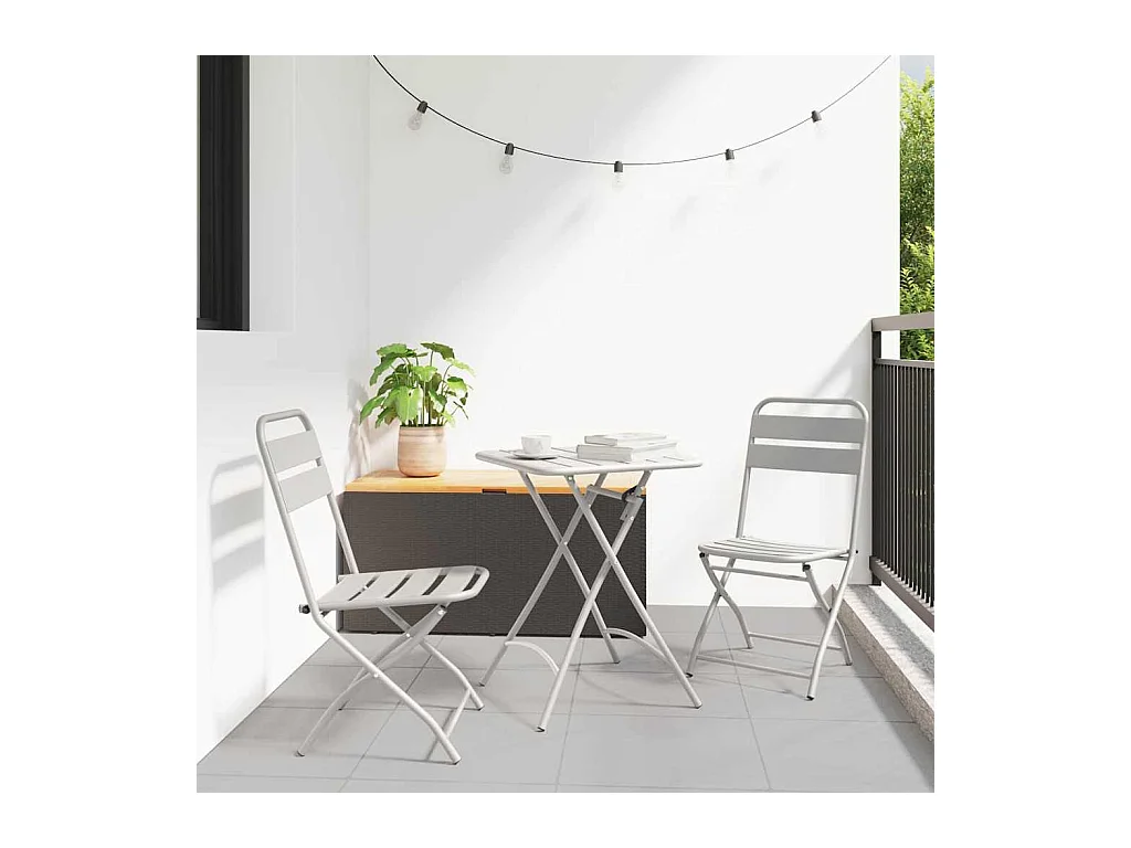 Silla de jardín plegable 2 piezas Beige 55 x 56,5 x 91 cm Acero