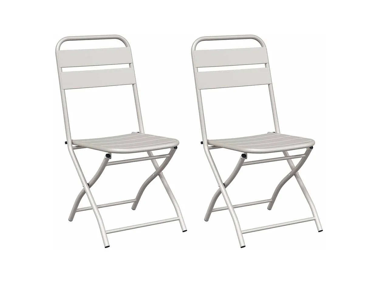 Silla de jardín plegable 2 piezas Beige 55 x 56,5 x 91 cm Acero