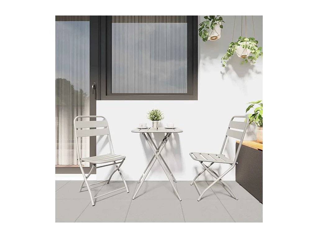 Silla de jardín plegable 2 piezas Beige 55 x 56,5 x 91 cm Acero