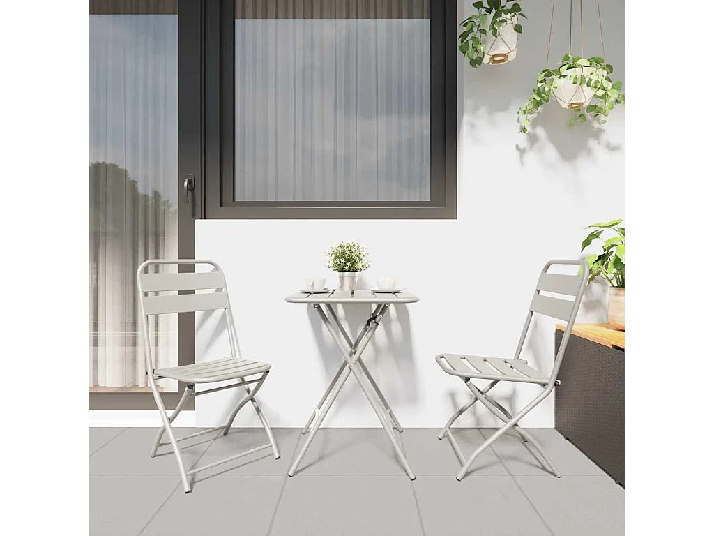 Chaise de jardin pliante 2 pcs Beige 55 x 56,5 x 91cm Acier