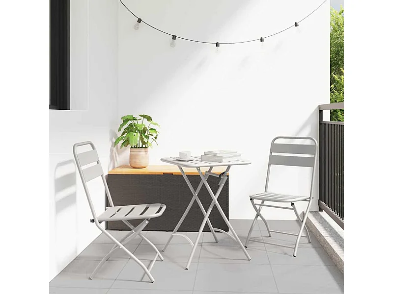 Klappbarer Gartenstuhl 2 Stk. Beige 55 x 56,5 x 91cm Stahl