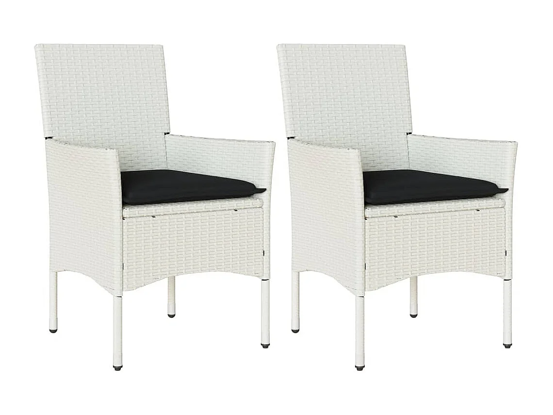 Tuinstoelen met kussens, set van 2, wit, geweven hars