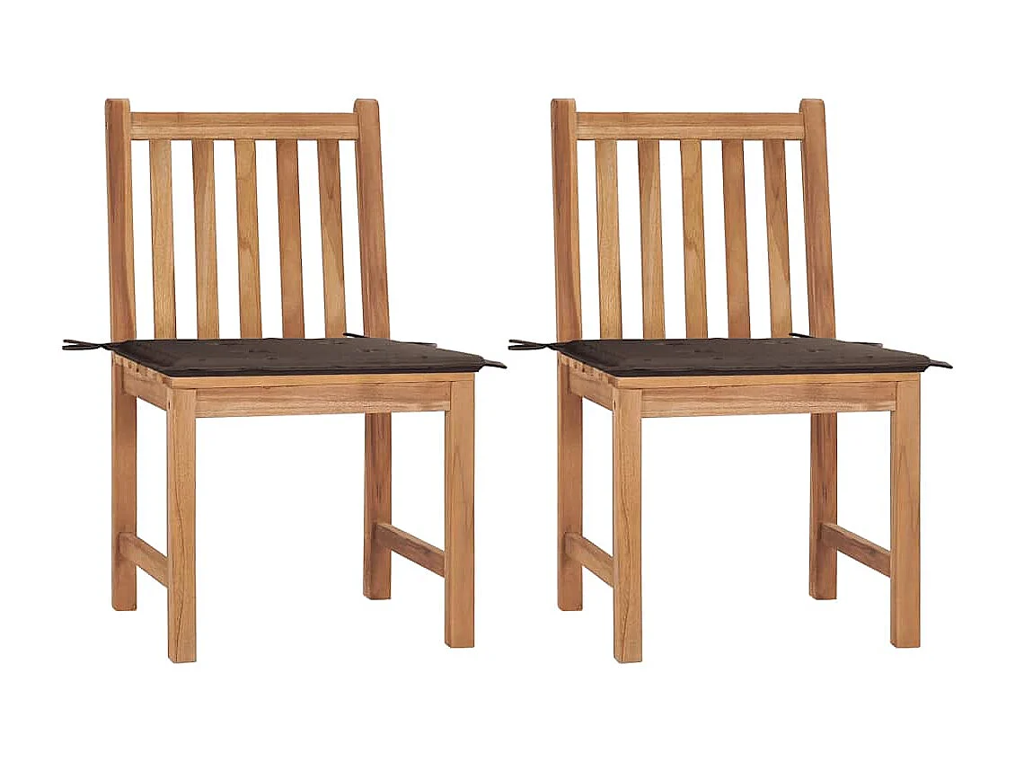 Chaises de jardin lot de 2 avec coussins Bois de teck massif