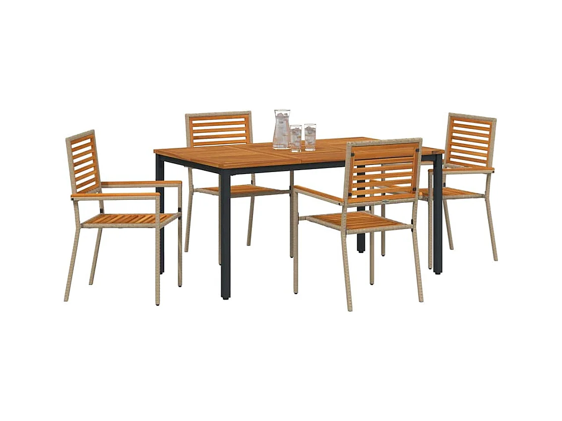 Ensemble de salle à manger pour jardin 4 pcs Beige