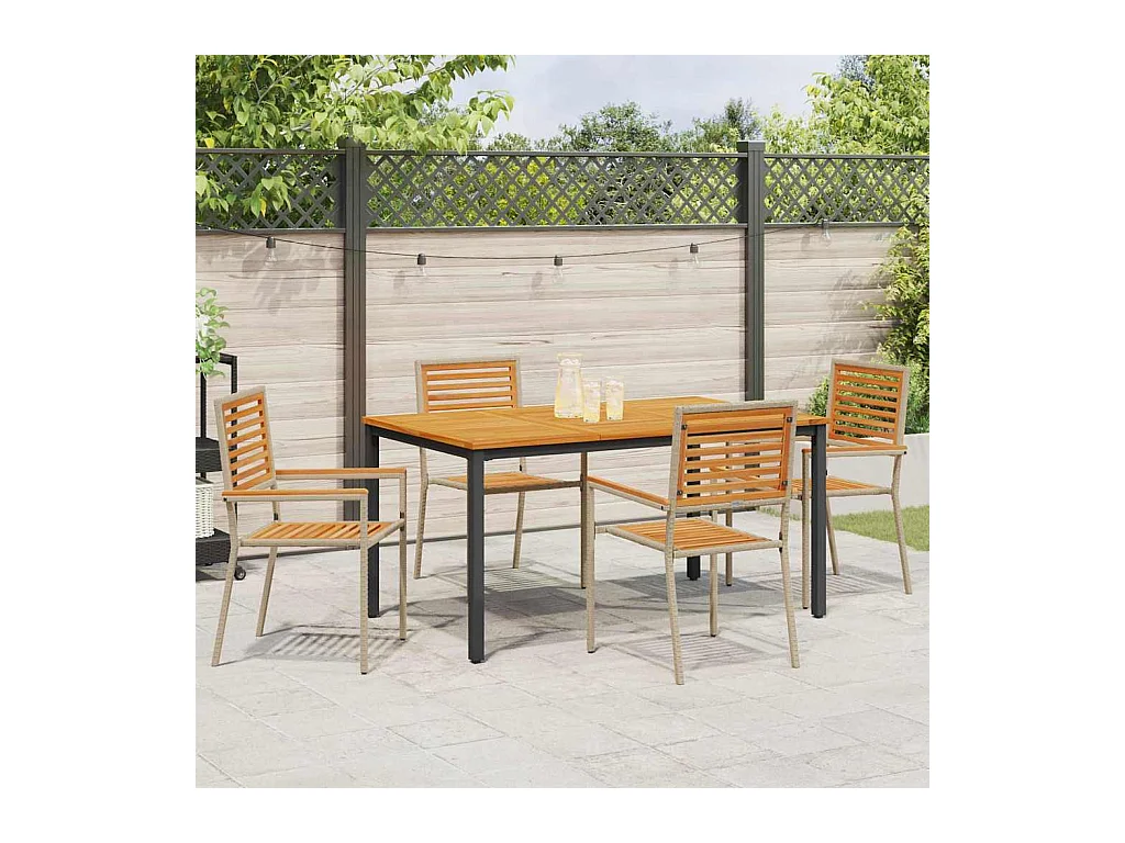 Ensemble de salle à manger pour jardin 4 pcs Beige