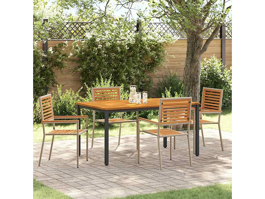 Ensemble de salle à manger pour jardin 4 pcs Beige