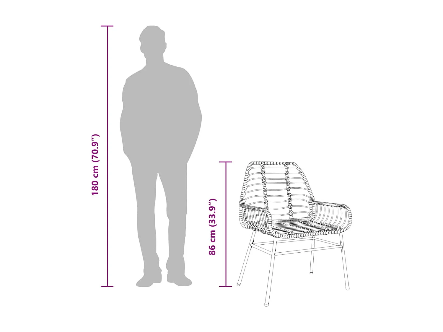 Set van 2 bruine tuinstoelen van gevlochten hars