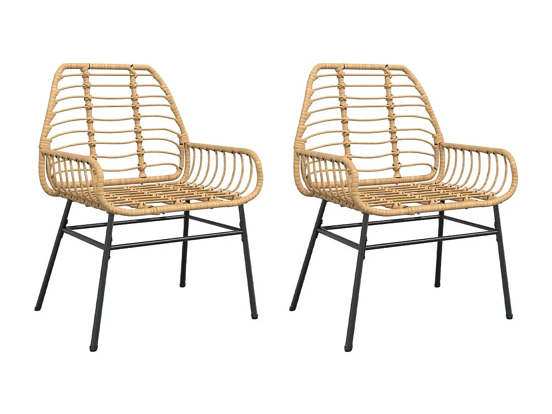 Set di 2 sedie da giardino in resina intrecciata marrone