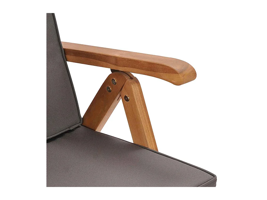 Set van 2 relaxstoelen met kussens, massief teakhout, grijs