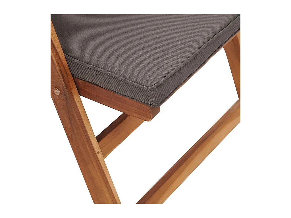 Set van 2 relaxstoelen met kussens, massief teakhout, grijs