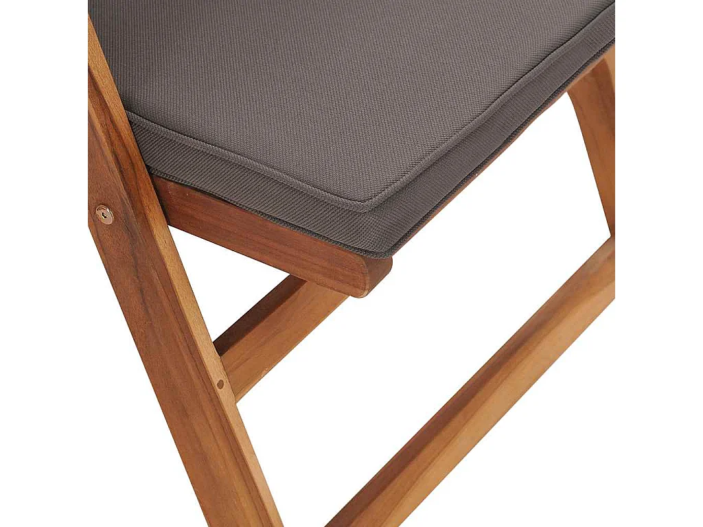 Chaises inclinables lot de 2 avec coussins Teck solide Gris