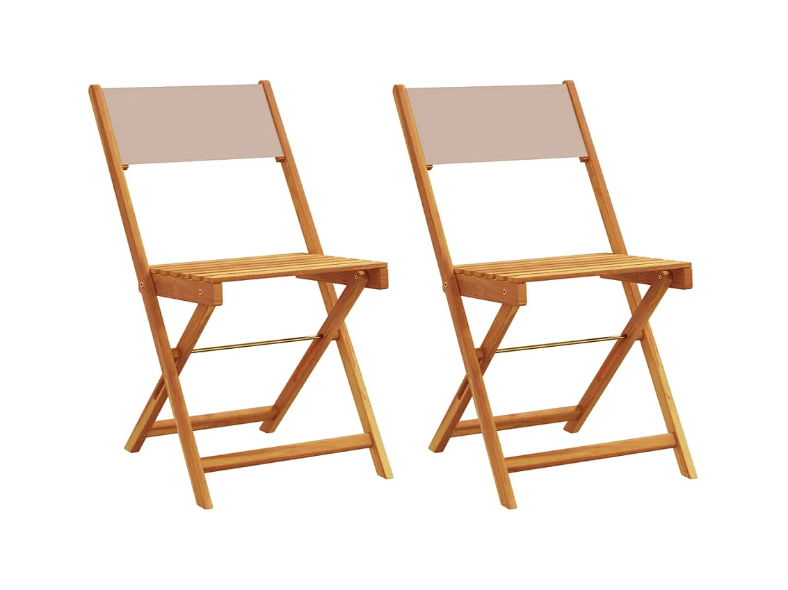 Bistrostoelen set van 2 taupe massief acaciahout en stof