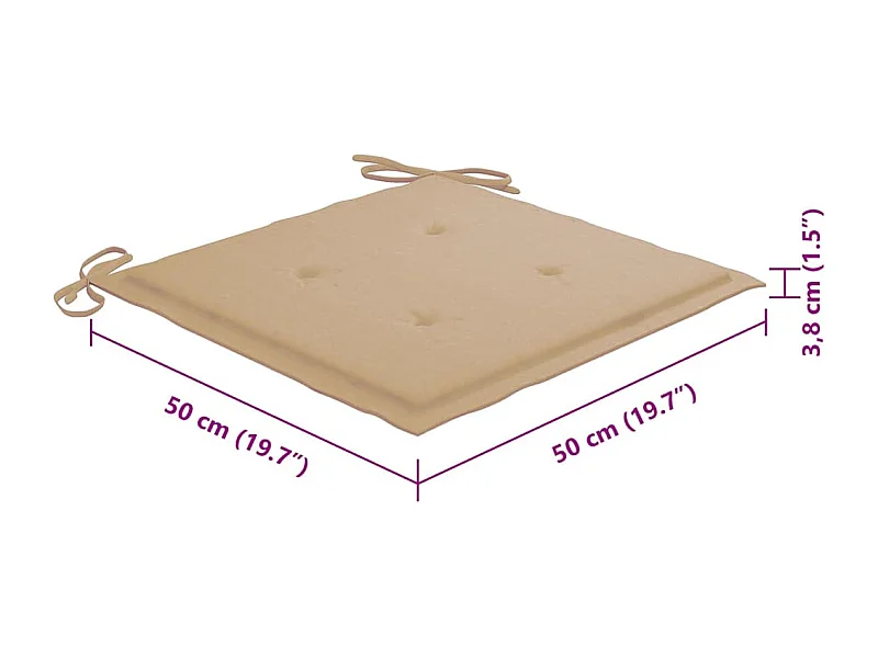 Set van 6 tuinstoelen en kussens van massief acaciahout