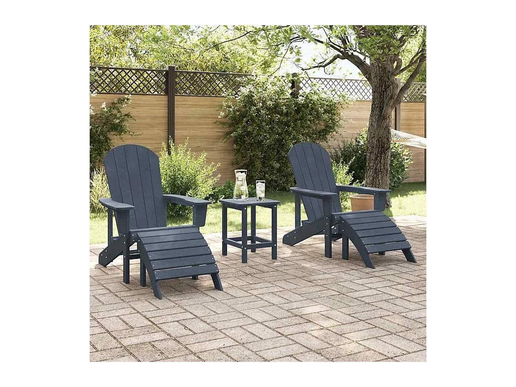 Set di mobili da giardino da 3 pezzi, blu navy, 38 x 38 x 46 cm