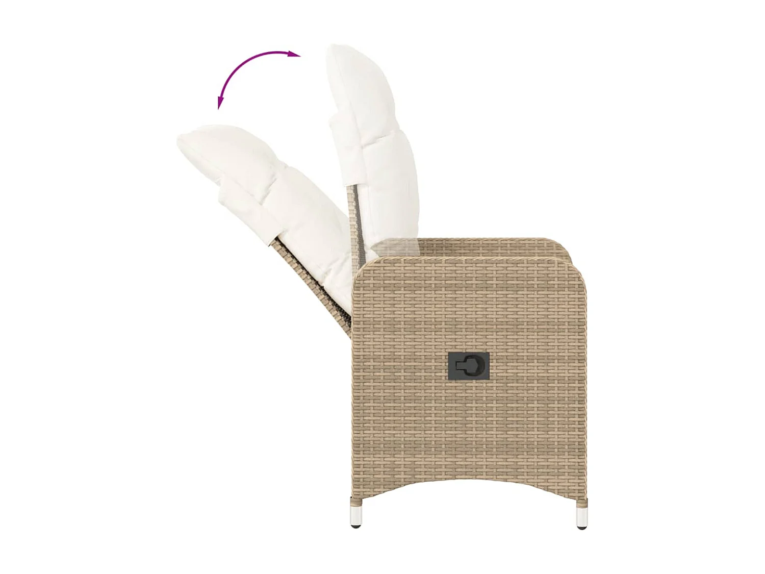 Set di 2 sedie da giardino reclinabili con cuscini in rattan beige