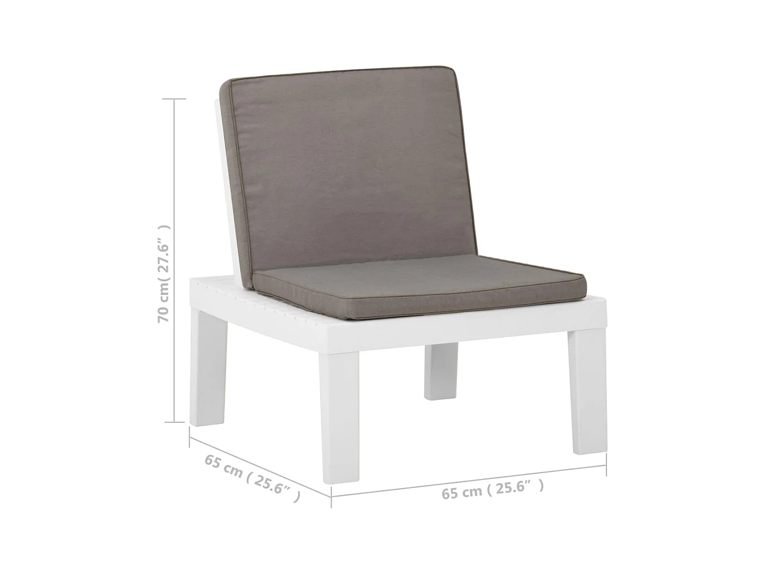 Chaise de salon de jardin avec coussin Plastique Blanc