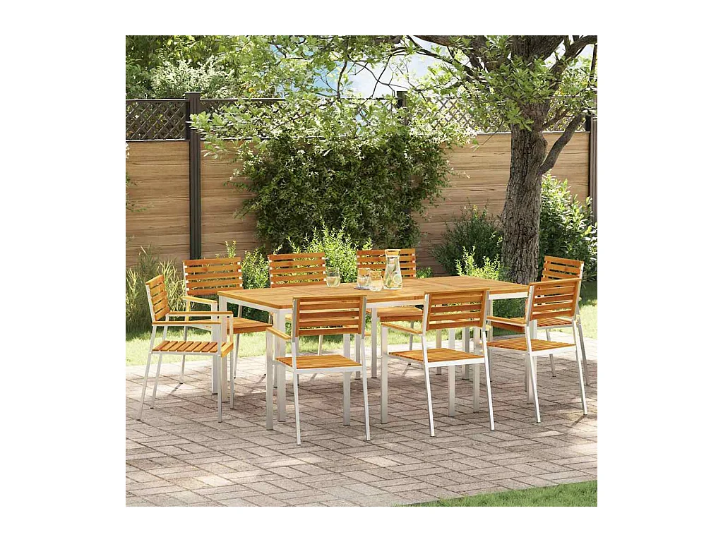 Chaise de jardin 8 pcs Marron Bois d'acacia massif