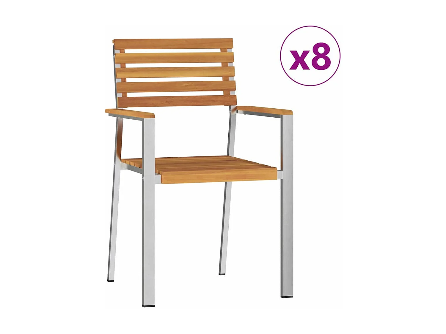 Chaise de jardin 8 pcs Marron Bois d'acacia massif