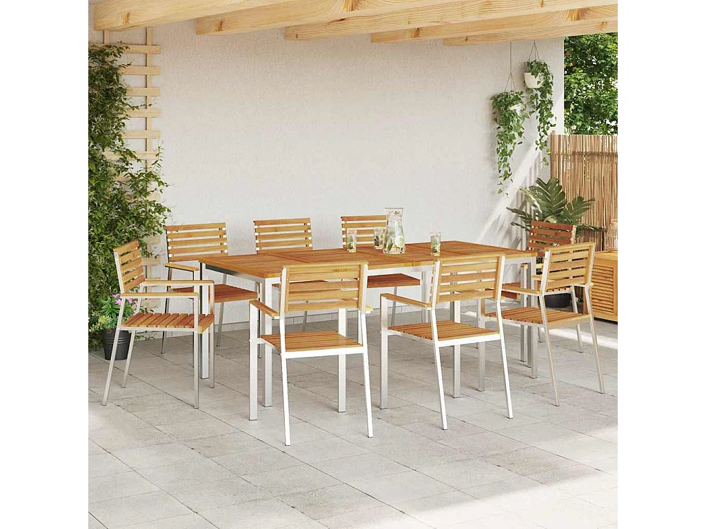 Chaise de jardin 8 pcs Marron Bois d'acacia massif