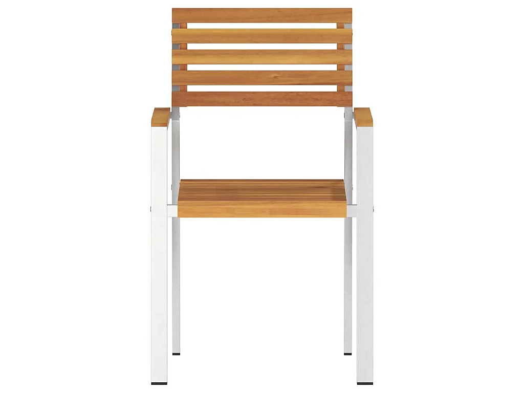 Set di 8 sedie da giardino in legno massello di acacia marrone