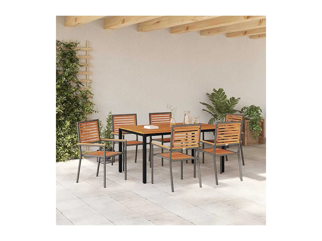 7-delige tuinset in beige en houtkleur