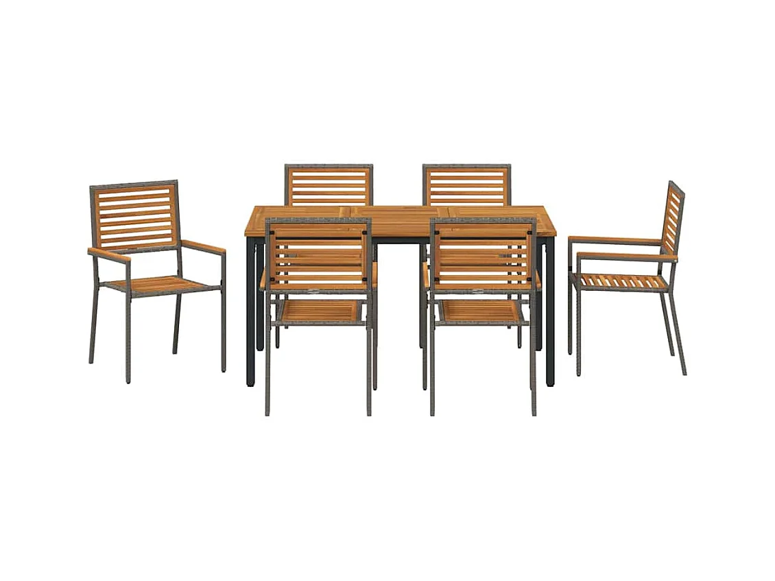 7-delige tuinset in beige en houtkleur