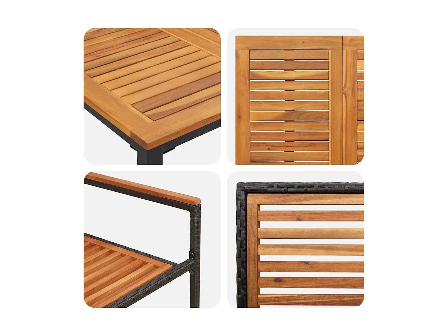 Set da pranzo da giardino 7 pezzi, nero, legno