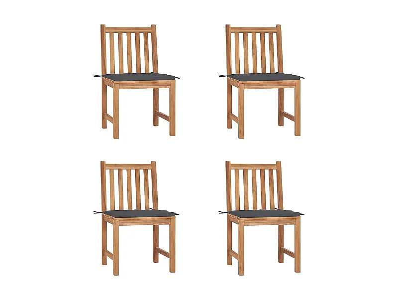 Set di 4 sedie da giardino con cuscini in legno massello di teak