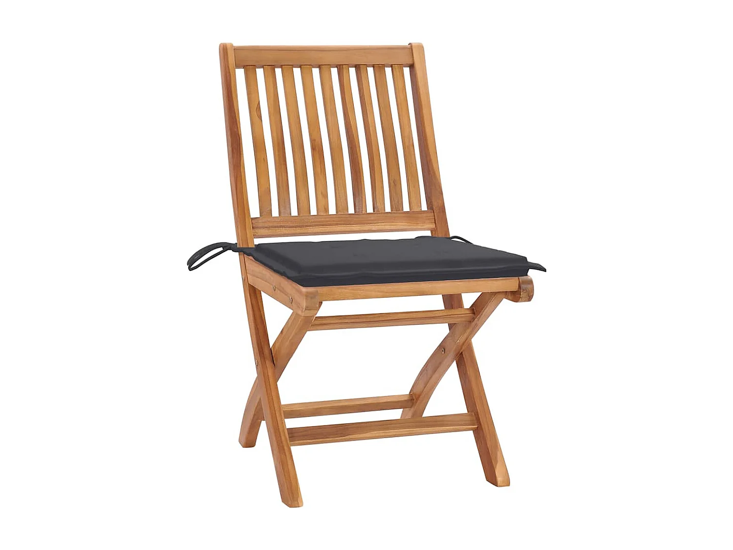 Chaises de jardin lot de 2 et coussins anthracite Bois de teck