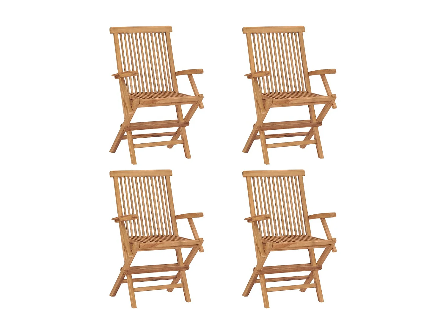 Chaises de jardin et coussins noir lot de 4 Bois de teck massif