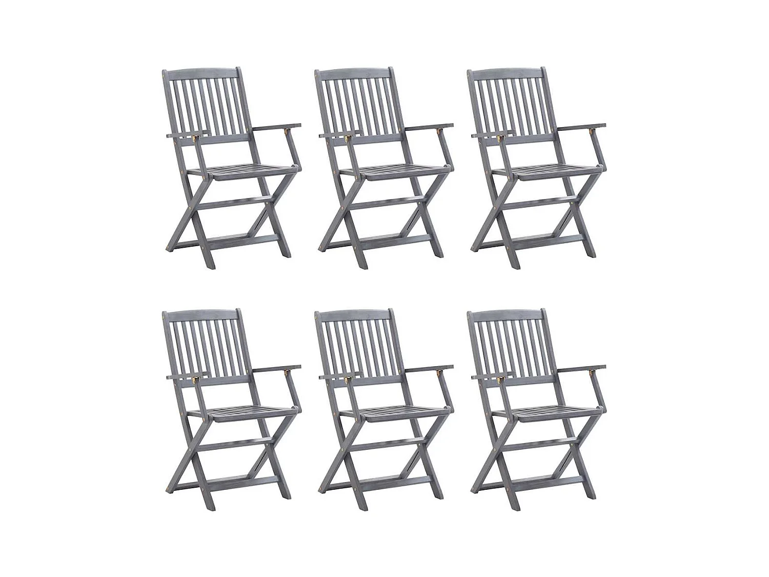 Juego de 6 sillas plegables para exterior con cojines de madera de acacia