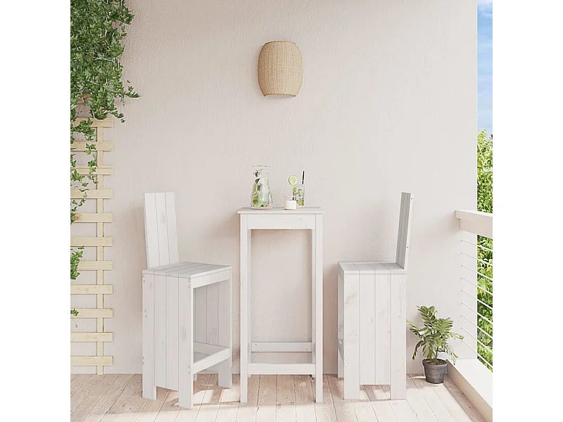 Tabourets de bar lot de 2 blanc 40x42x120 cm bois massif de pin