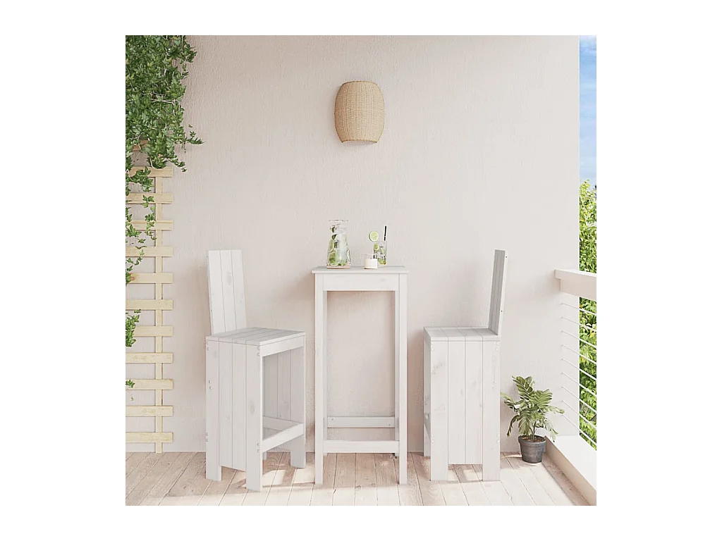 Tabourets de bar lot de 2 blanc 40x42x120 cm bois massif de pin