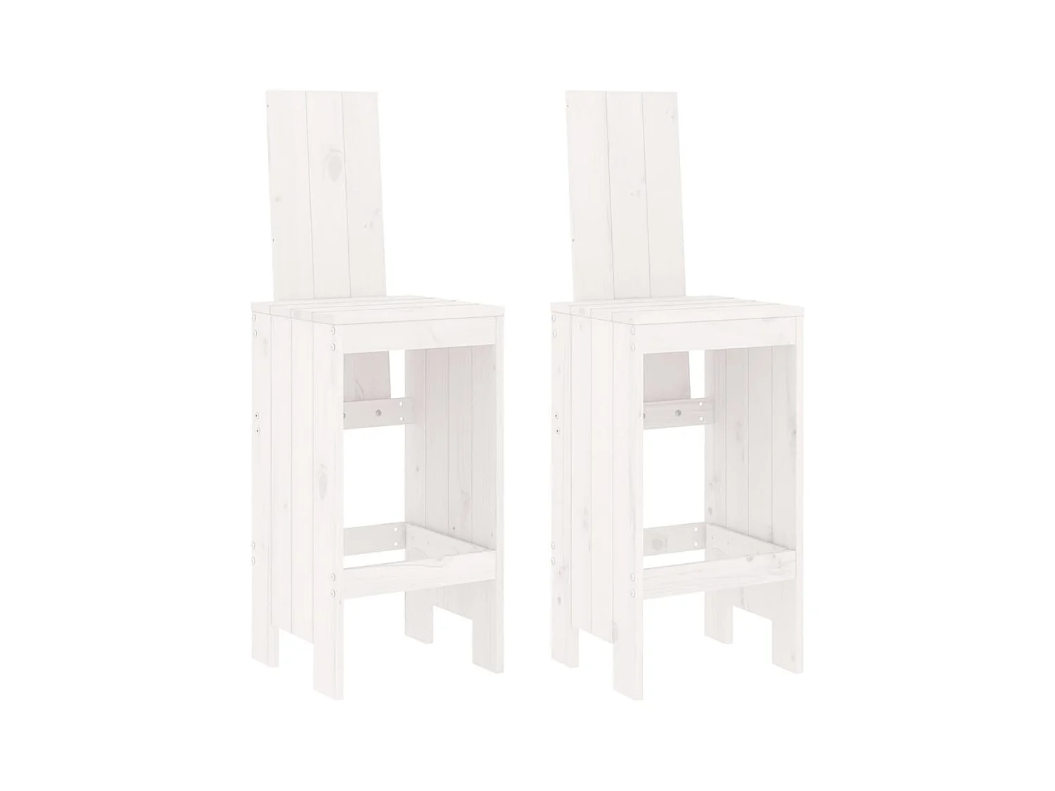 Barkrukken set van 2 wit 40x42x120 cm massief grenenhout