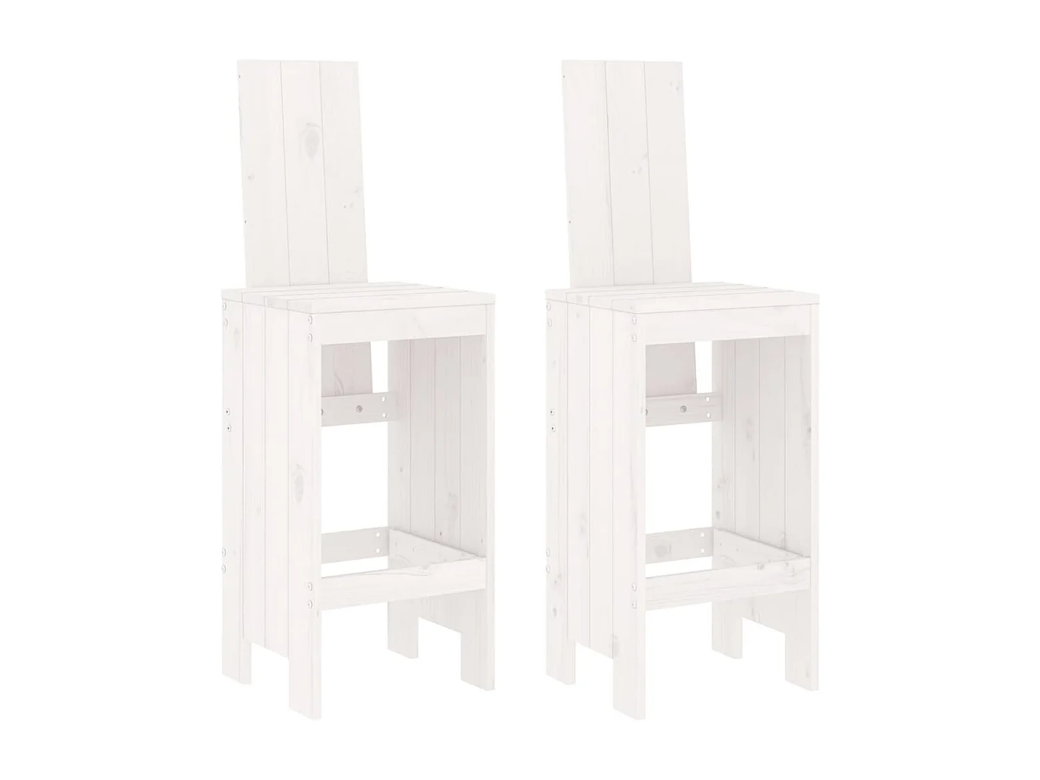 Tabourets de bar lot de 2 blanc 40x42x120 cm bois massif de pin