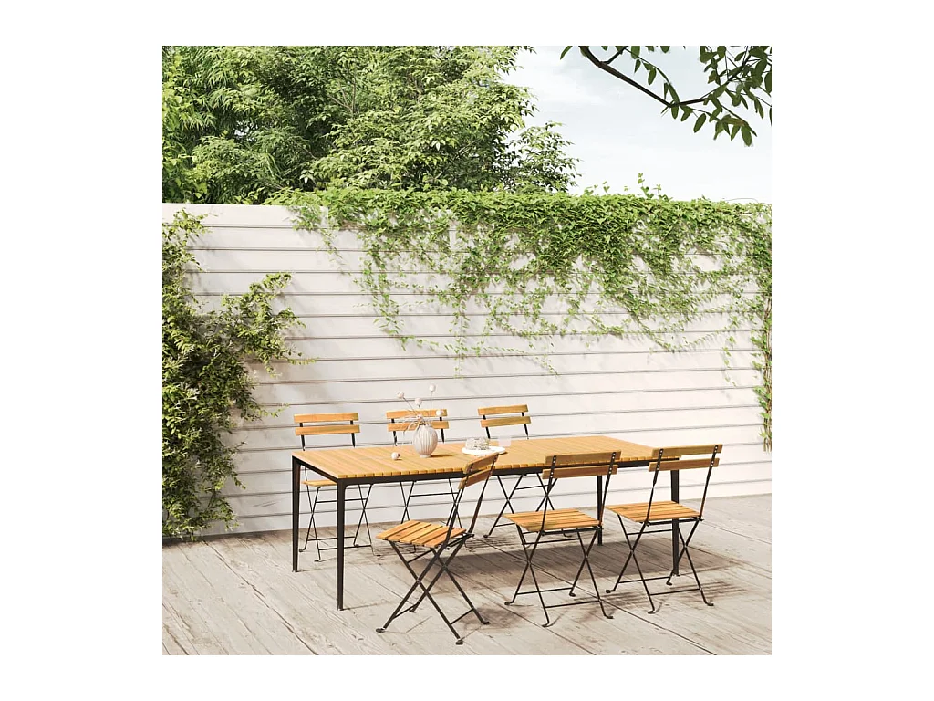 Chaises pliables de jardin lot de 6 Acier bois d'acacia massif